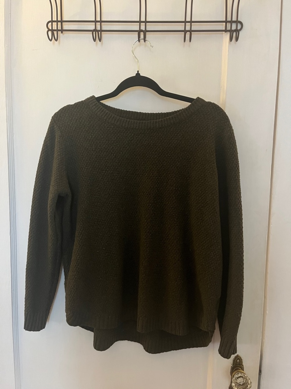 Army Green Pink Clover Knit Sweater - Women’s XL
